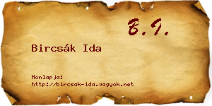 Bircsák Ida névjegykártya